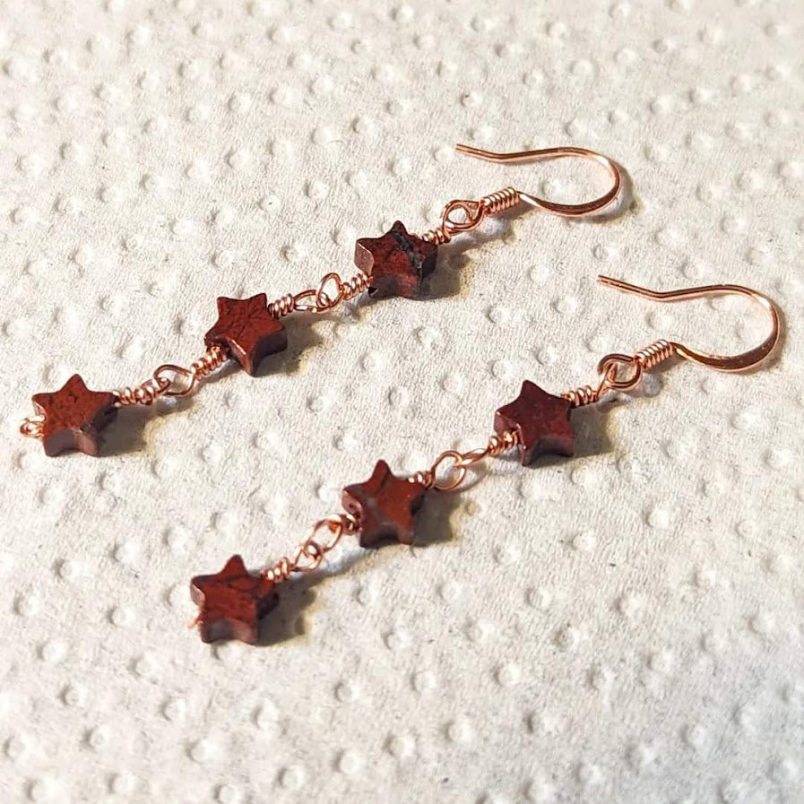 Red Jasper stars 3-tier earrings