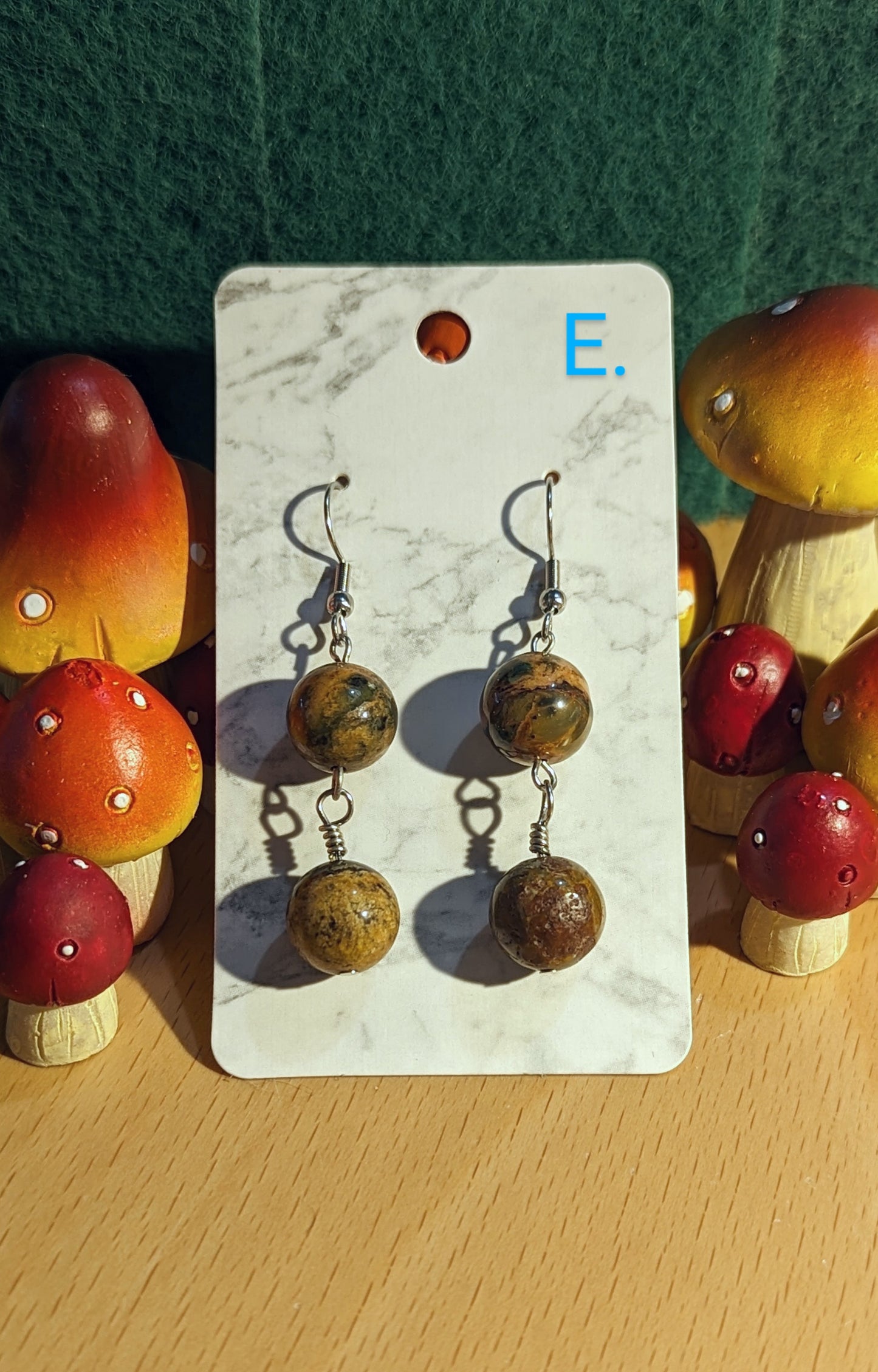 Serpentine & Jasper earrings series A-F