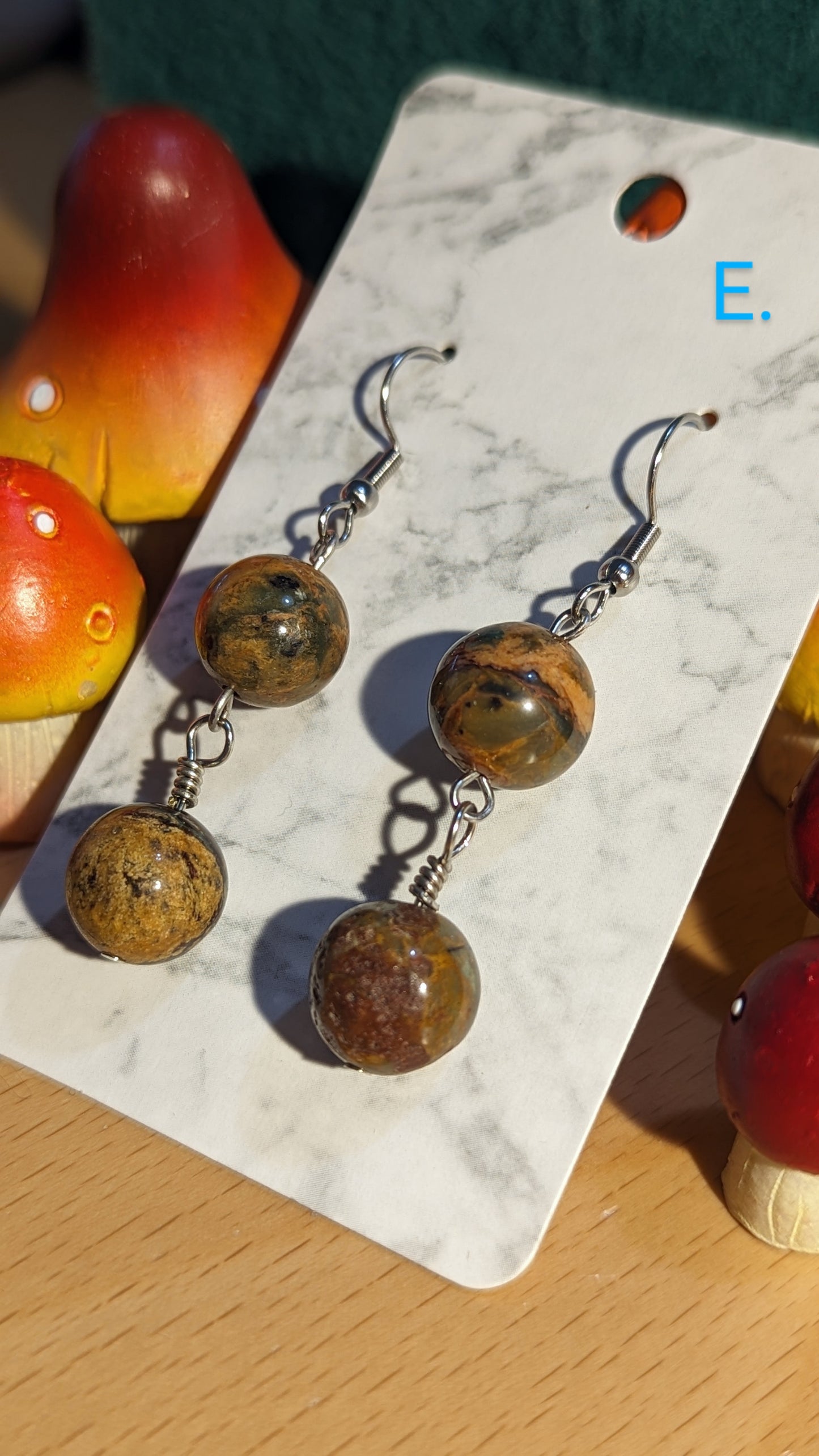 Serpentine & Jasper earrings series A-F