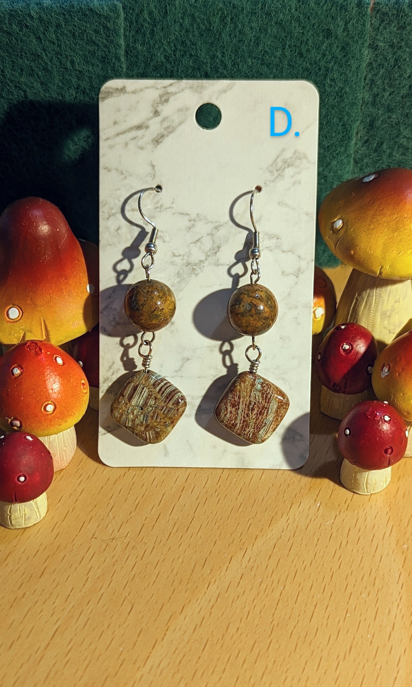 Serpentine & Jasper earrings series A-F