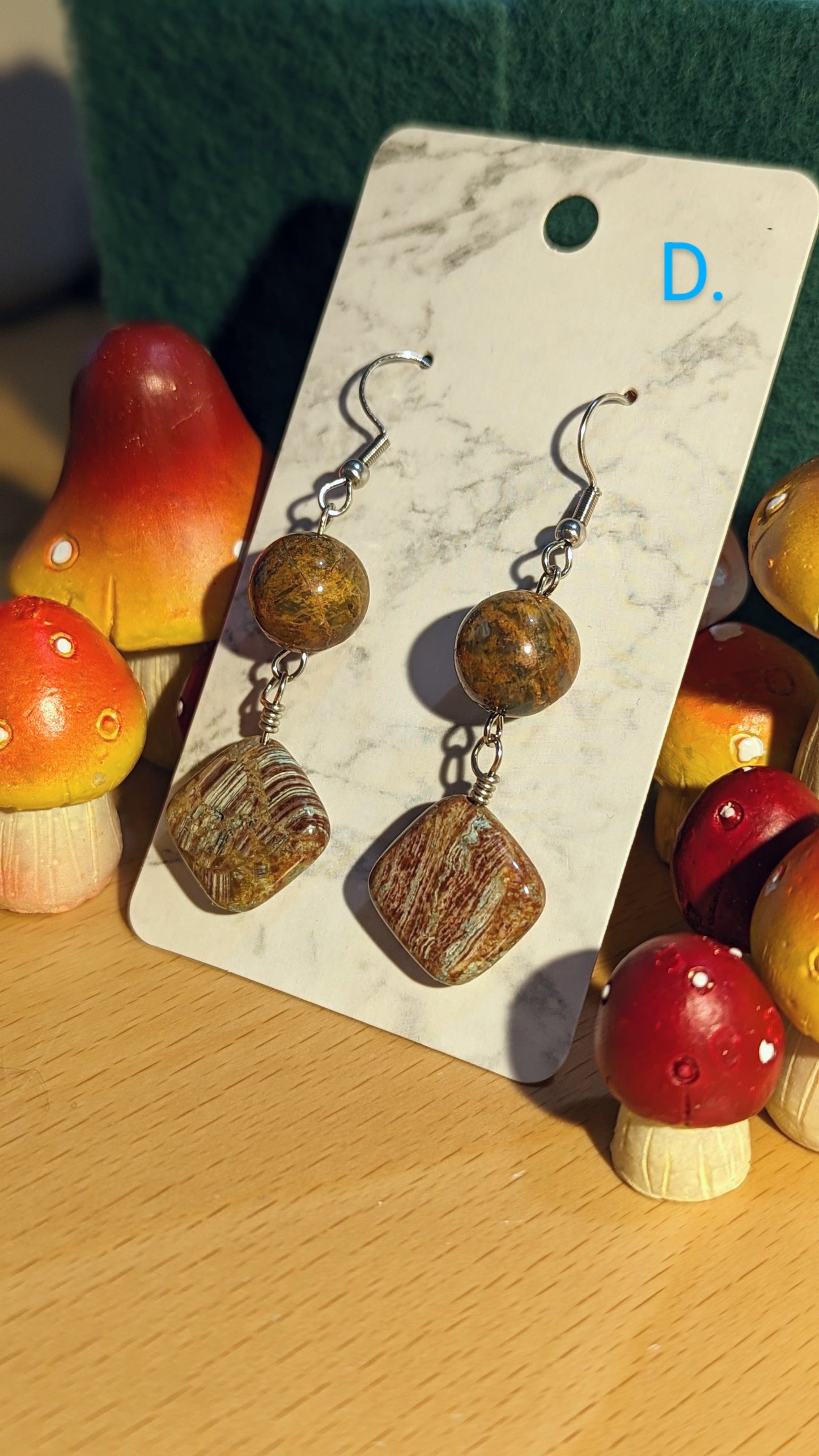 Serpentine & Jasper earrings series A-F