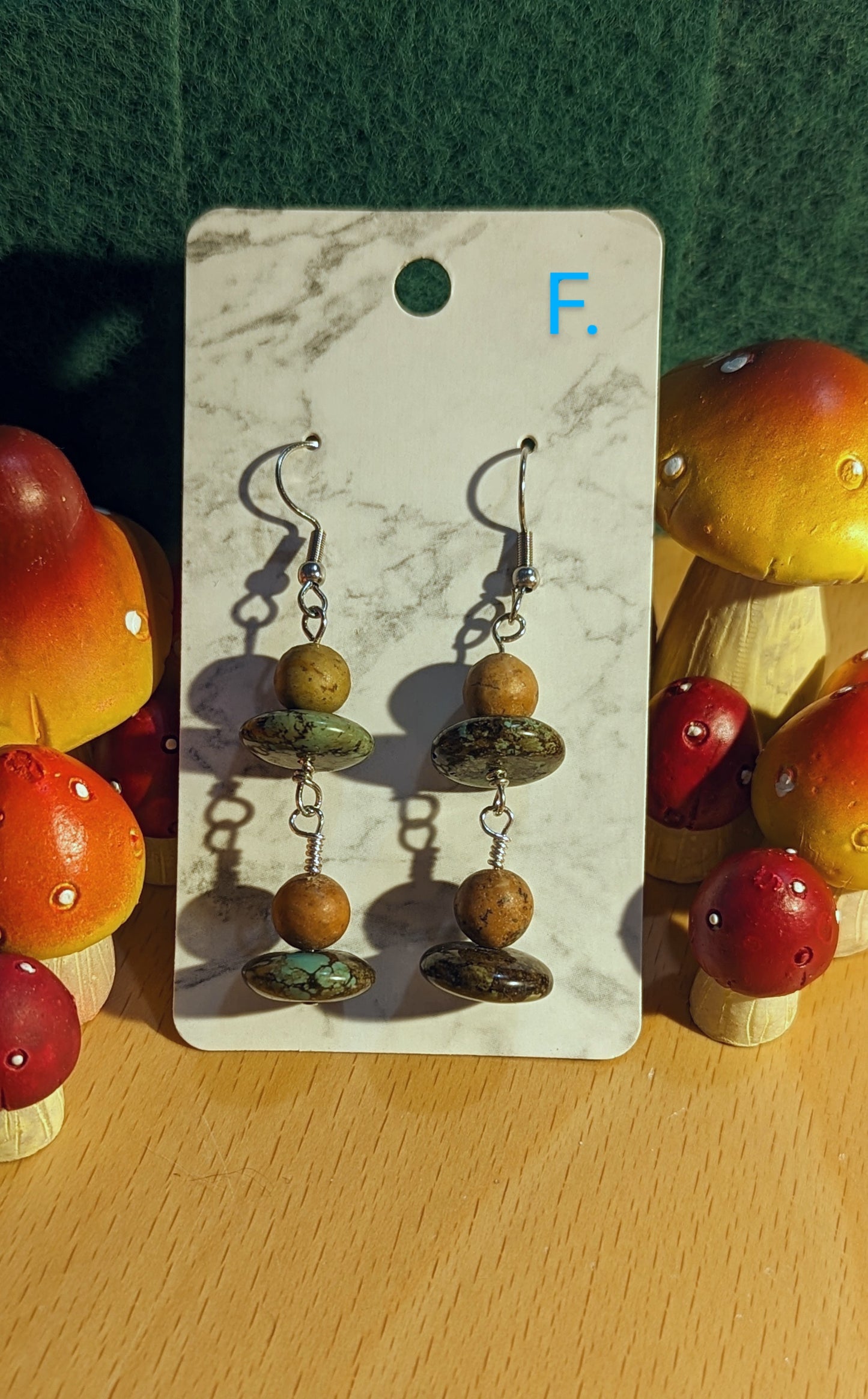 Serpentine & Jasper earrings series A-F