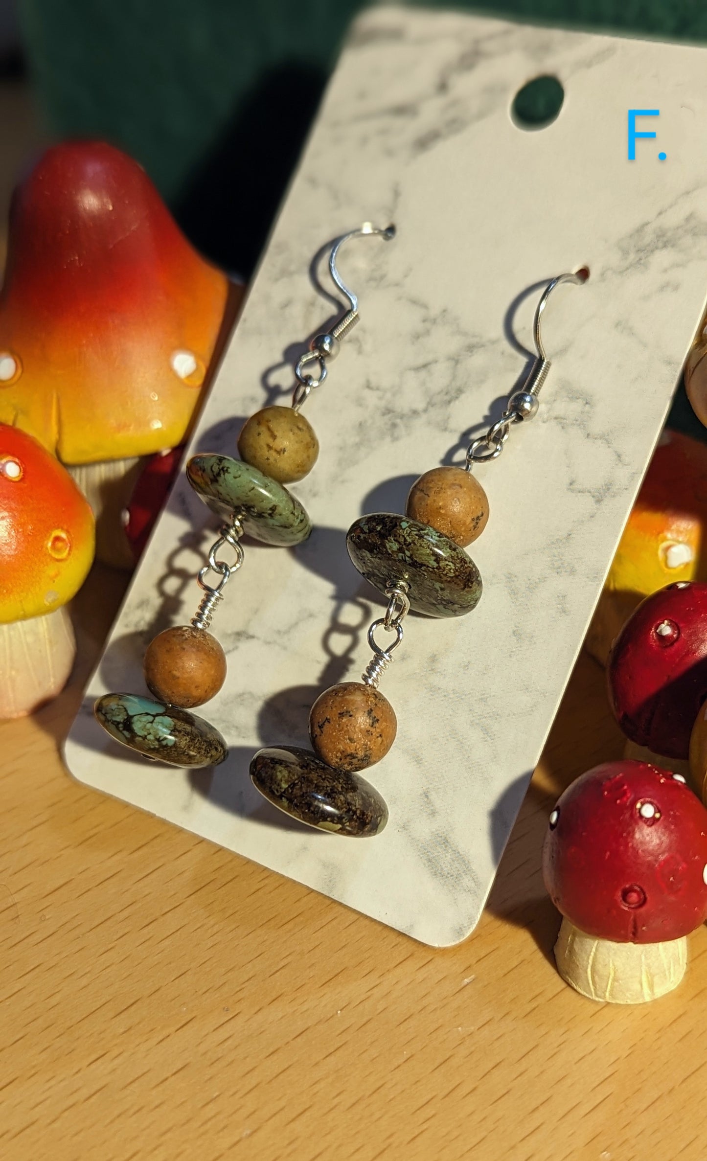 Serpentine & Jasper earrings series A-F