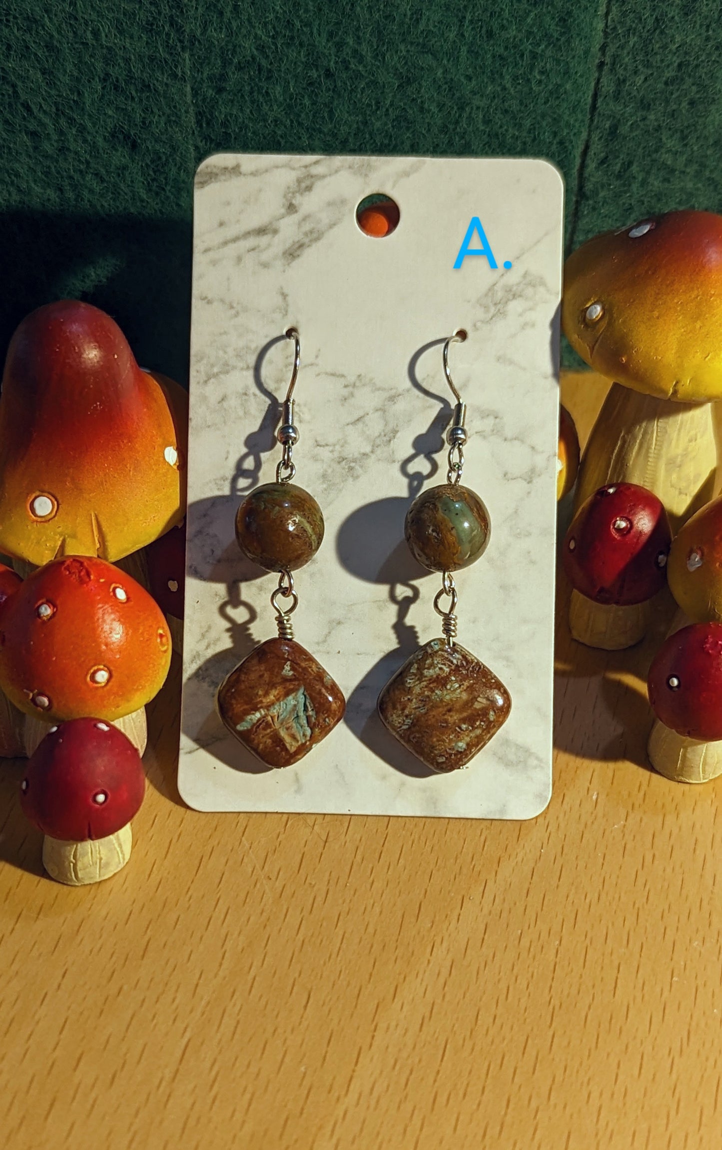 Serpentine & Jasper earrings series A-F